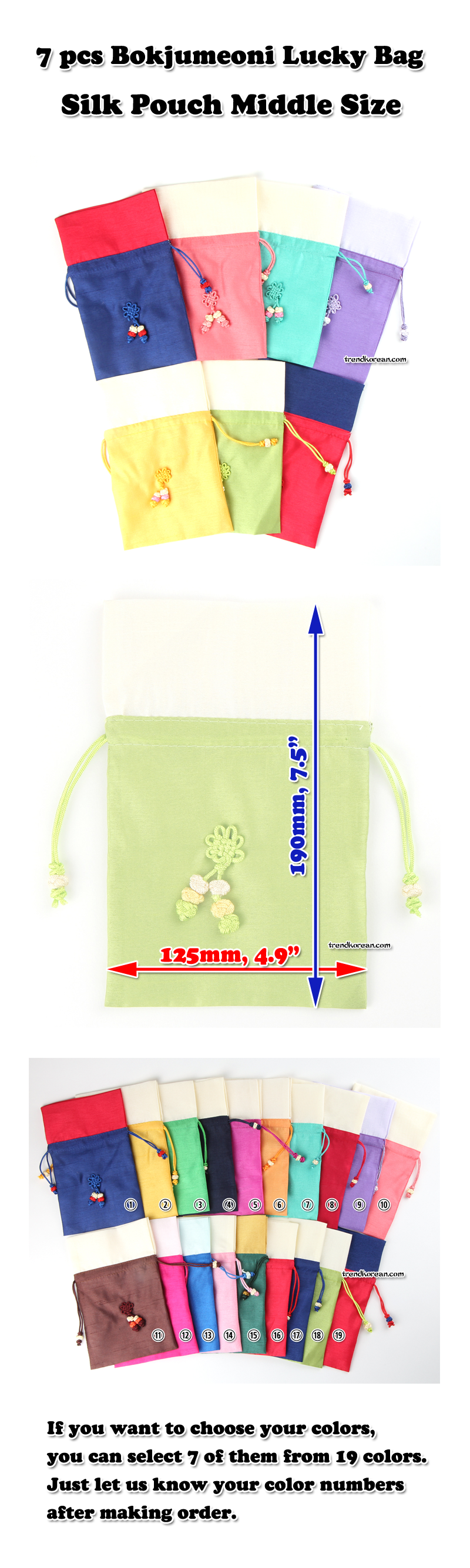 7pcs of Middle Size Silk Lucky Bag Bokjumeoni 7pcs of Middle Size Silk Lucky Bag Bokjumeoni