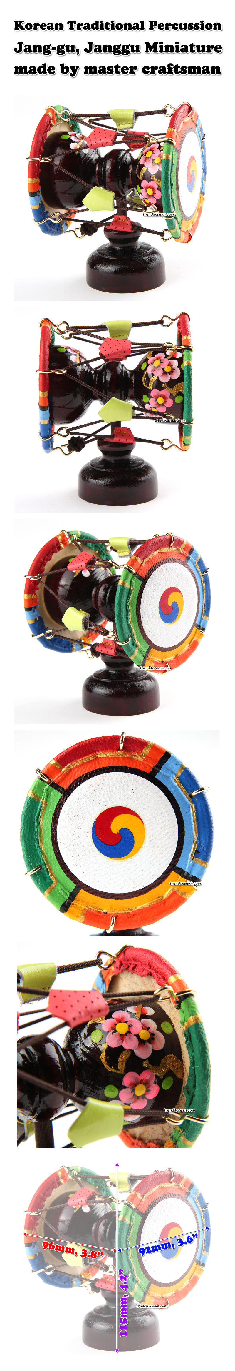 Korean Traditional Percussion Jang-gu Janggu Miniature made by Master Craftsman