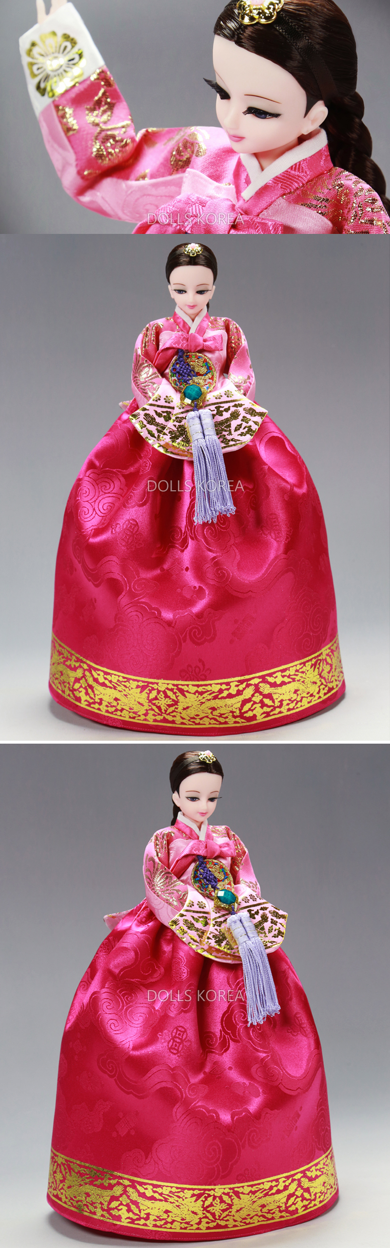 11" Korean Barbie Doll with Hanbok Traditional Costume Special Red Coat